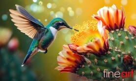 3CACTUS & HUMMINGBIRDS